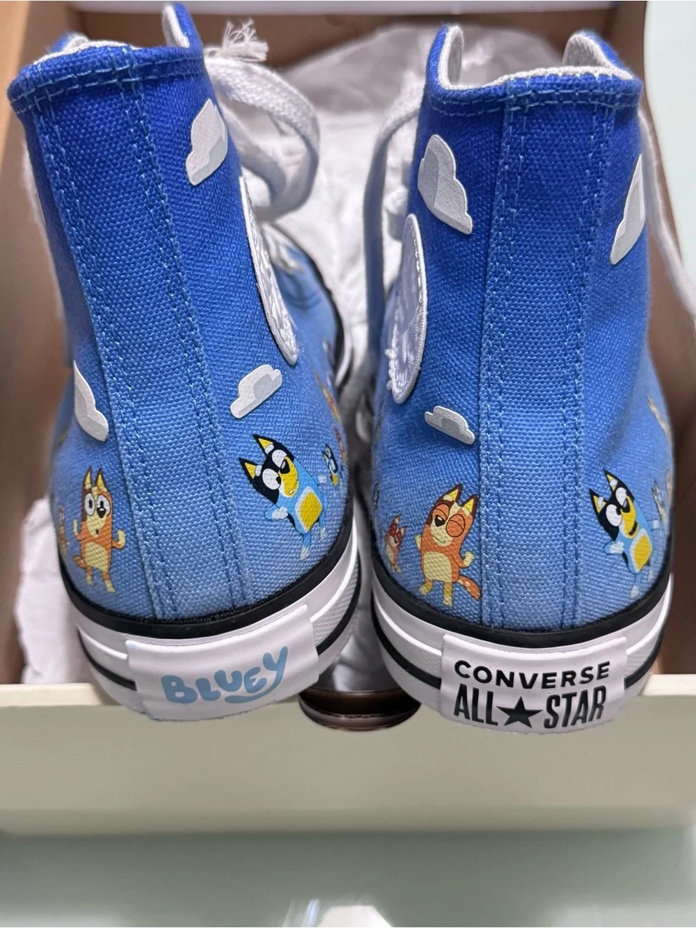 Converse Kids Light Blue High-Top Sneakers with Cartoon Cloud Accent